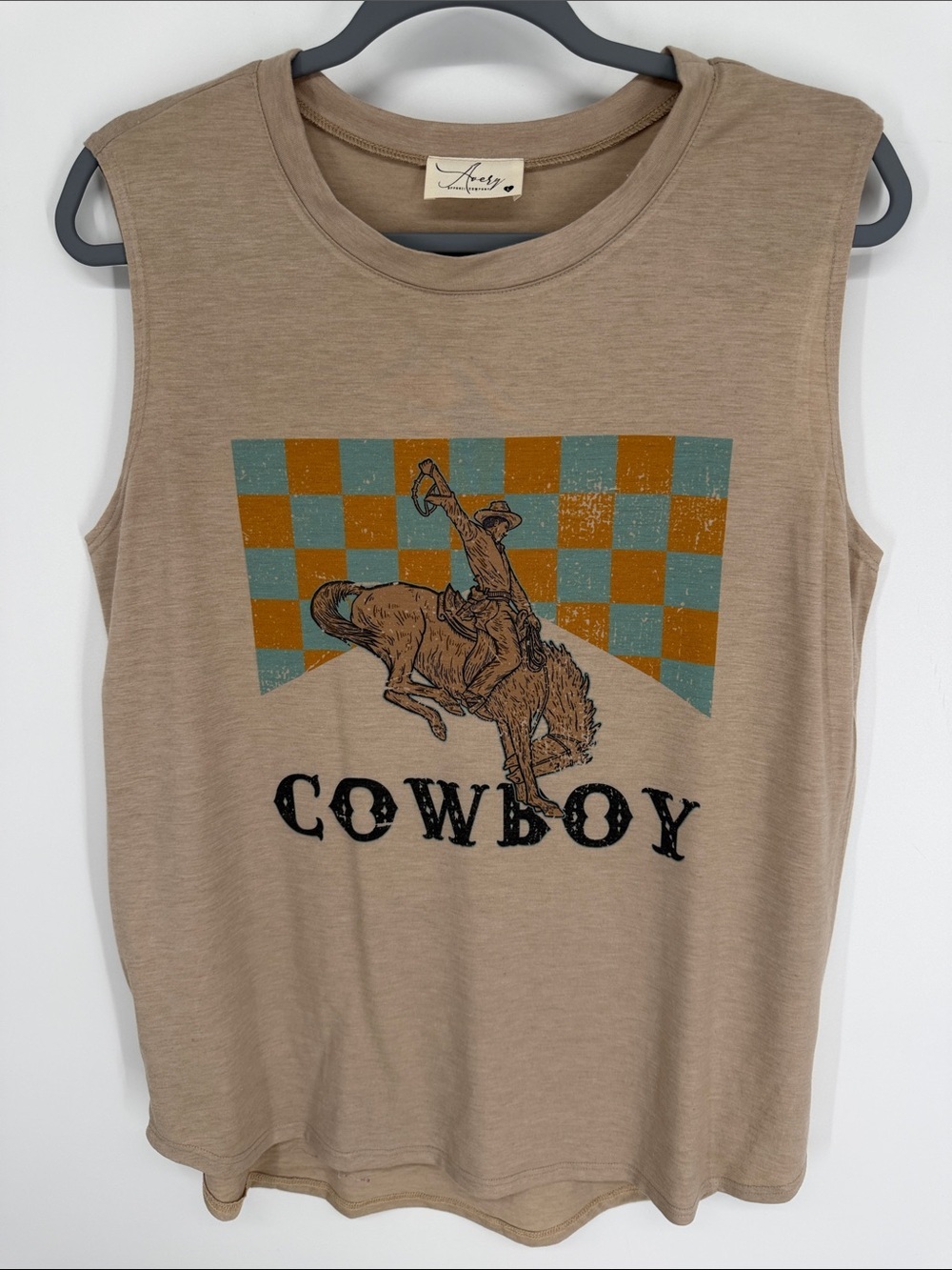 Avery Apparel Company COWBOY Muscle Tank Size Large Made in USA